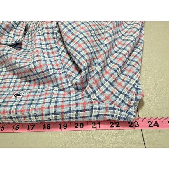 Vineyard Vines San Marino Slim Shirt Mens  MBlue Plaid Whale Button Up Tucker - Picture 8 of 11